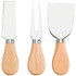 A 3-piece cheese set featuring stainless steel knives with wooden handles. Suitable for cheese boards and serving.