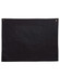 A black canvas short waist apron featuring a front pocket and two brass buttons at the top.