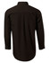 A black Men's Poplin Long Sleeve Business Shirt displayed from the back, featuring a button-up design and a logo.