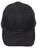 A black heavy brushed cotton cap with a curved brim and six-panel construction. It features a logo on the front.