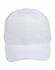 A white heavy brushed cotton cap with a structured design and a curved brim. It features a logo on the front.