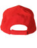 A red Ottoman cap featuring a back strap for adjustment and a logo.