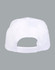 A white polycotton twill cap featuring an adjustable back strap and a logo on the side.