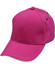 A pink cap with a curved brim and ventilation holes, featuring a logo on the side.