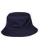 A navy bucket hat with a wide brim and two side ventilation holes. The hat features a simple design and no visible branding.