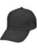 A black heavy brushed cotton cap with a buckle, featuring a curved brim and stitching details. It has a logo.