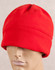 A red polar beanie displayed on a mannequin head, featuring a soft, warm fabric design.