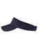 A navy blue twill visor with a wide brim and an adjustable band. It features a logo on the front.