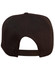 A black snapback cap featuring a textured fabric and an adjustable strap at the back.