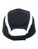 A black and white cap with a rear adjustable strap and logo branding.