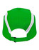A green cap with white accents, featuring a fastening strap at the back and a logo.