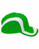 A green cap with white detailing and a logo, featuring a structured design and a curved peak.