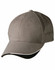 A khaki cap with a curved peak, featuring a simple design and an interior black lining. It has a logo on the front.