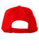 A red, structured cap with a mesh design and an adjustable back strap. It features a logo on the front.