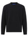 A black crewneck fleece sweatshirt featuring long sleeves and a ribbed hem. It includes a logo on the interior.