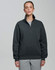 A grey 1/2 zip collar fleecy jumper with long sleeves, featuring a logo on the chest.