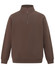 A brown 1/2 zip collar fleecy sweat featuring a regular fit and long sleeves. It has a logo on the front.