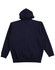 A navy full-zip fleecy hoodie with a hood, featuring long sleeves and a solid design.
