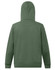 A green hooded fleece jumper with a close front design and a plain back. Features a logo.