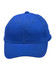 A blue brushed cotton cap featuring a curved brim and vent holes. It has a logo on the front.