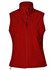 A red softshell hi-tech vest with a zip front and two side pockets, featuring a brand logo.