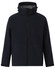 A kids' softshell full zip hoodie in navy blue, featuring a grey interior and a logo on the chest.