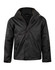 A black ladies' versatile jacket featuring a hood and zip pockets, with a logo on the front.