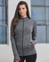 A grey unisex seamless jacket with a high collar, zip front, and side pockets, featuring a logo.