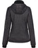 A ladies' grey bonded fleece jacket with a hood, featuring a fitted design and an included logo.
