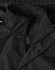 A black Long Line Stadium Jacket with a zip and snap closures, featuring a collar and logo branding.
