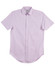 A light purple short sleeve button-up shirt with a single pocket and a logo.