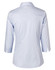 A light blue women's button-up shirt with 3/4 sleeves and a standard collar, featuring a back yoke detail.