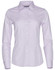 A lilac women's button-up shirt with long sleeves and a collar, featuring a logo on the chest.