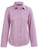 A two-tone mini check women's button-up shirt in red and white, featuring long sleeves and a classic collar.