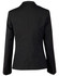 A black wool blend stretch cropped jacket featuring a one-button closure and tailored back design.