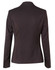 A fitted black women's one-button cropped jacket with a tailored back design and buttoned cuffs.