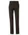 Women’s low rise pants in dark brown wool stretch, featuring a tailored fit and two back pockets.