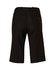 Back view of women's knee-length black dress shorts in poly/viscose stretch, featuring a button and pocket detail.