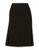 A black pleated skirt made from wool stretch fabric, featuring a straight silhouette and a back slit.