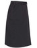 A black utility cargo skirt featuring an elastic waistband and side pockets, with a simple design and a branding logo.