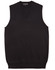 A black women's V-neck vest featuring a ribbed hem and a classic sleeveless design, with a logo at the neckline.