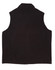A black fleece vest for men, featuring a collar and a back view. Includes a logo.