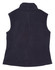 A navy blue ladies' bonded polar fleece vest with a high collar and no sleeves. It features a branding logo.
