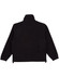 A black polar fleece pullover for kids with a high collar and adjustable hem. Features a logo on the back.