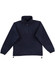 A navy polar fleece pullover for kids with a high collar and a zippered front. It has an adjustable hem with toggles.