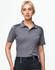 A grey short-sleeve polo shirt with subtle detailing on the shoulders, featuring a logo on the chest.