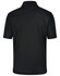 A black men's polo shirt featuring a collar and short sleeves, with a logo on the side.