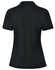 A black ladies' polo shirt featuring a classic collar and short sleeves. The back view showcases a smooth design and fitted silhouette.