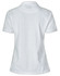 A white ladies' polo shirt featuring a short design and rolled sleeves, with a logo on the back.