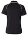 A black polo shirt featuring a raglan design with contrasting piping. The shirt has a logo on the back.